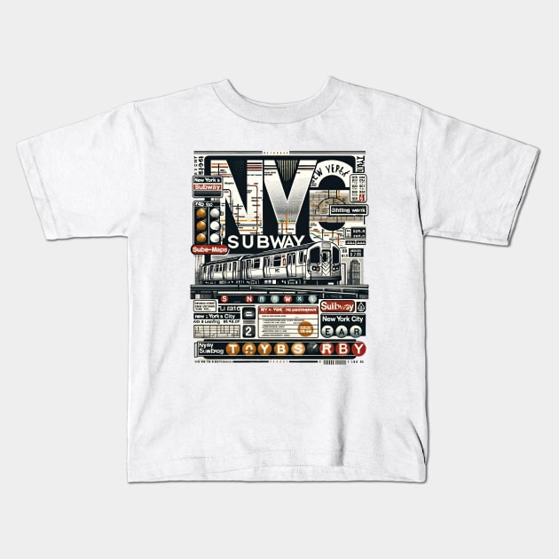 New York Subway NYC Subway Train Kids T-Shirt by Nysa Design